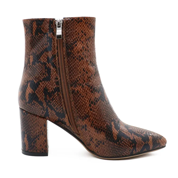 75mm Women's Zipper Pointed Toe Chunky Block Heel Ankle Boots-vocosishoes