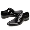Men's Formal Black Patent Leather Dress Derby Tuxedo Shoes 