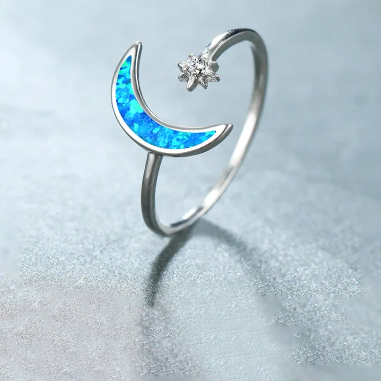 For Friend - We Have each other's Back Opal Stone Star Moon Ring