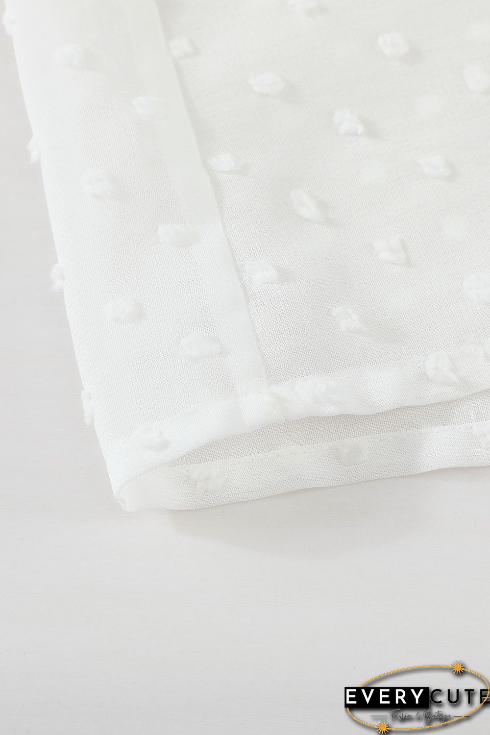 White Polka Dot Ruffled Buttoned Shirt