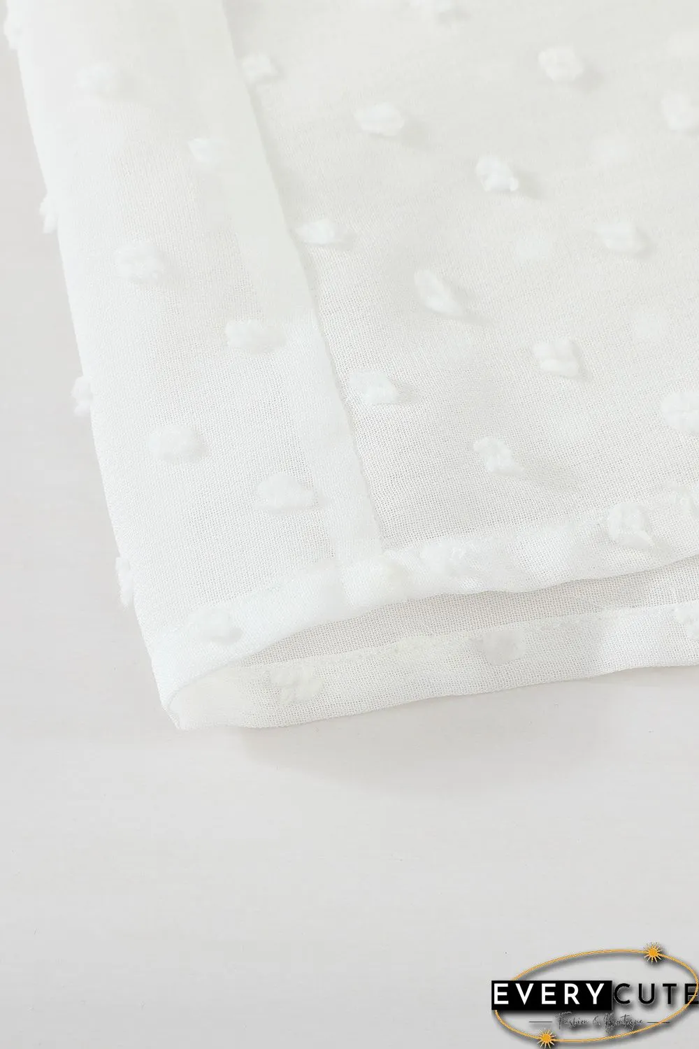 White Polka Dot Ruffled Buttoned Shirt