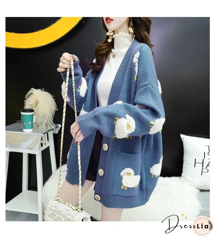 Christmas Gift HSA Women Winter Knit Sweater Coat Neck Sheep Cardigans Sweaters Warm