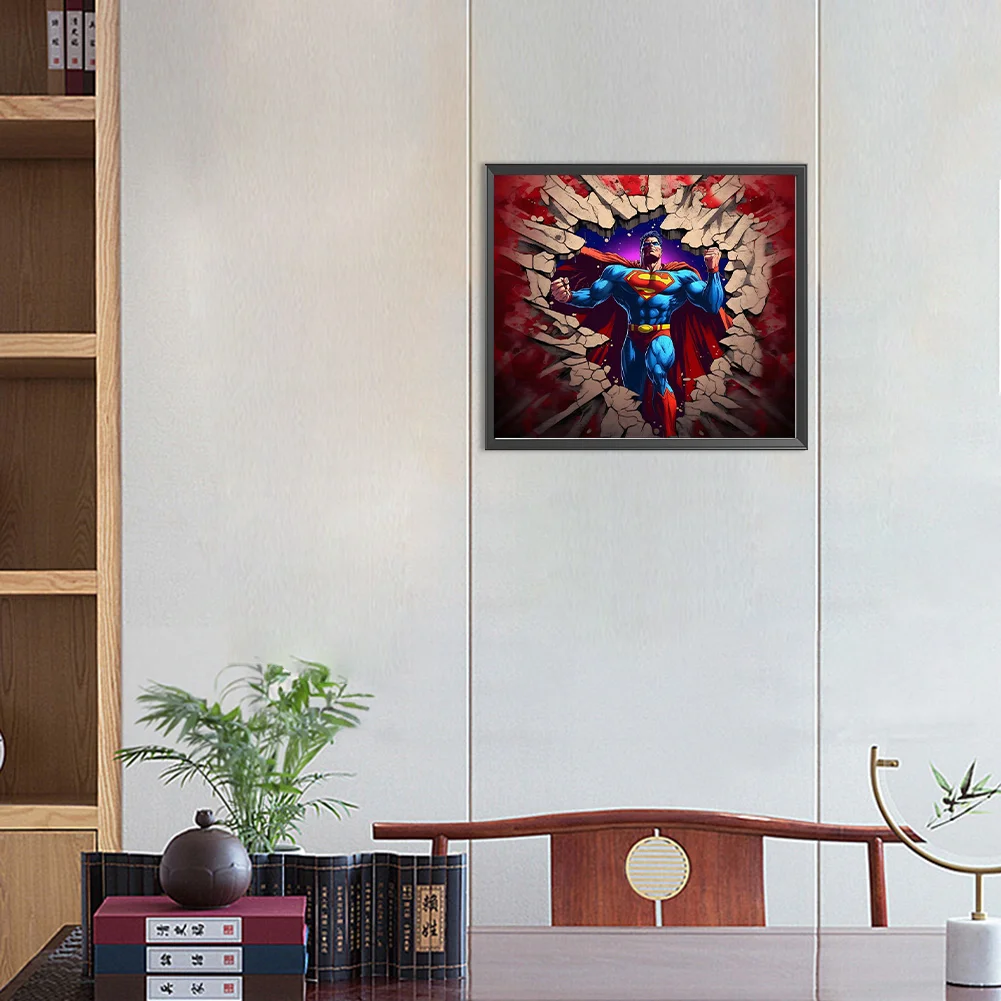 Diamond Painting - Full Round Drill - Superman Breaking Wall(Canvas|40*35cm)