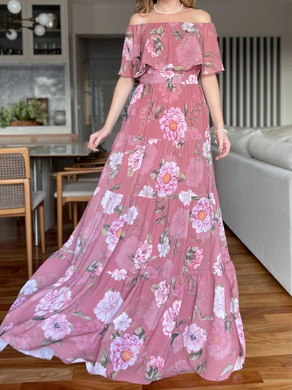  Casual Floral Ladies Long Dress