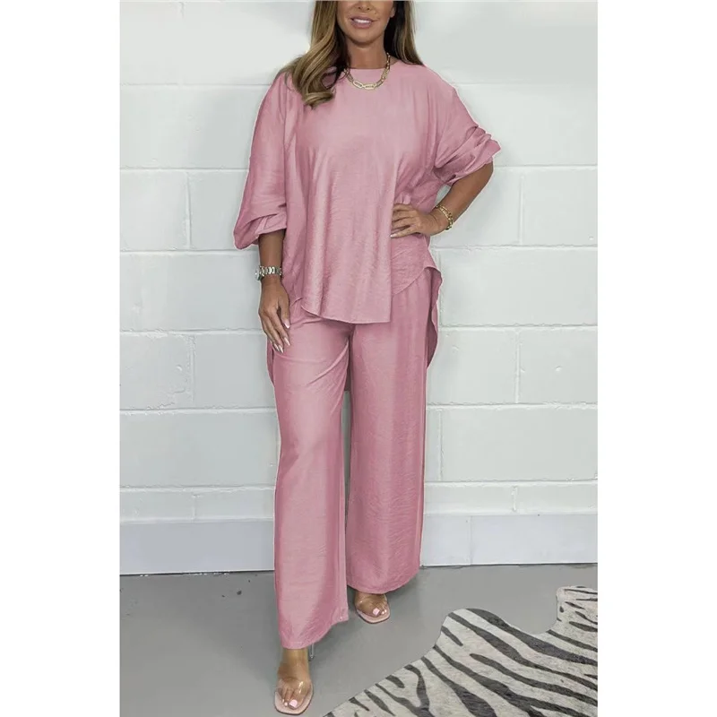 Athvotar Athvotar And Autumn 2025 New Wide Legs Trousers Casual Fashion Loose Top Size Two Sets