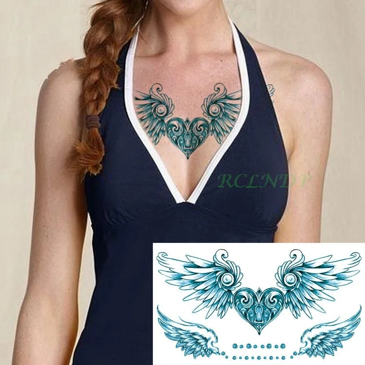 Waterproof Temporary Tattoo Sticker divine wings of angel tatto stickers flash tatoo fake tattoos for girl women lady 7