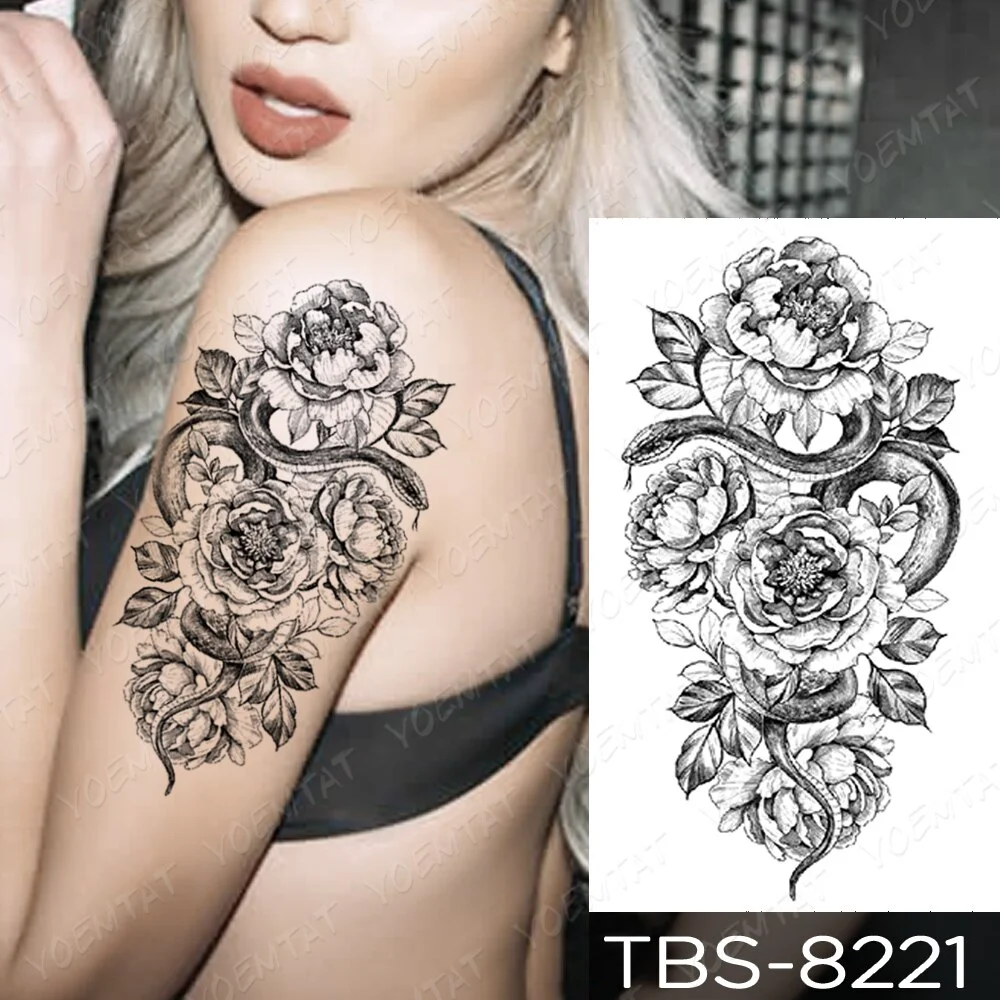 Sdrawing Temporary Tattoo Sticker Yin Yang Dragon Feather Wings Flash Tattoos Wolf Totem Body Art Arm Fake Tatoo Men