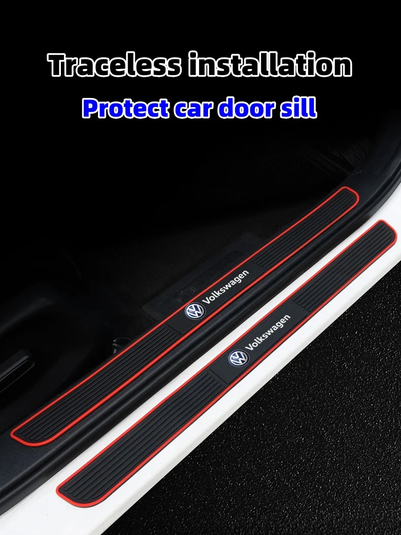 Car silicone door sill protection strip (with special car logo) 