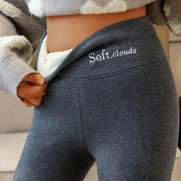 Soft Clouds Leggings Casual Warm Winter Solid Pants