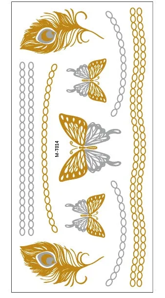 1sheet Indian Arabic body art women metallic temporary Mandala Flash Tattoos necklace sticker gold lace tatoo tatuagem maquiagem