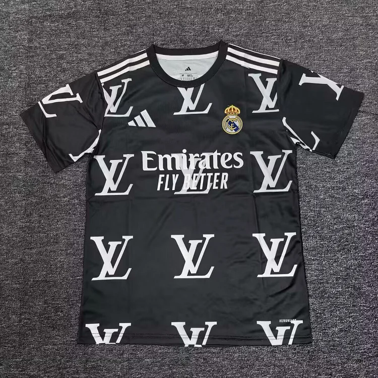 2025-26 Real Madrid LV co-branded black jersey - fan version