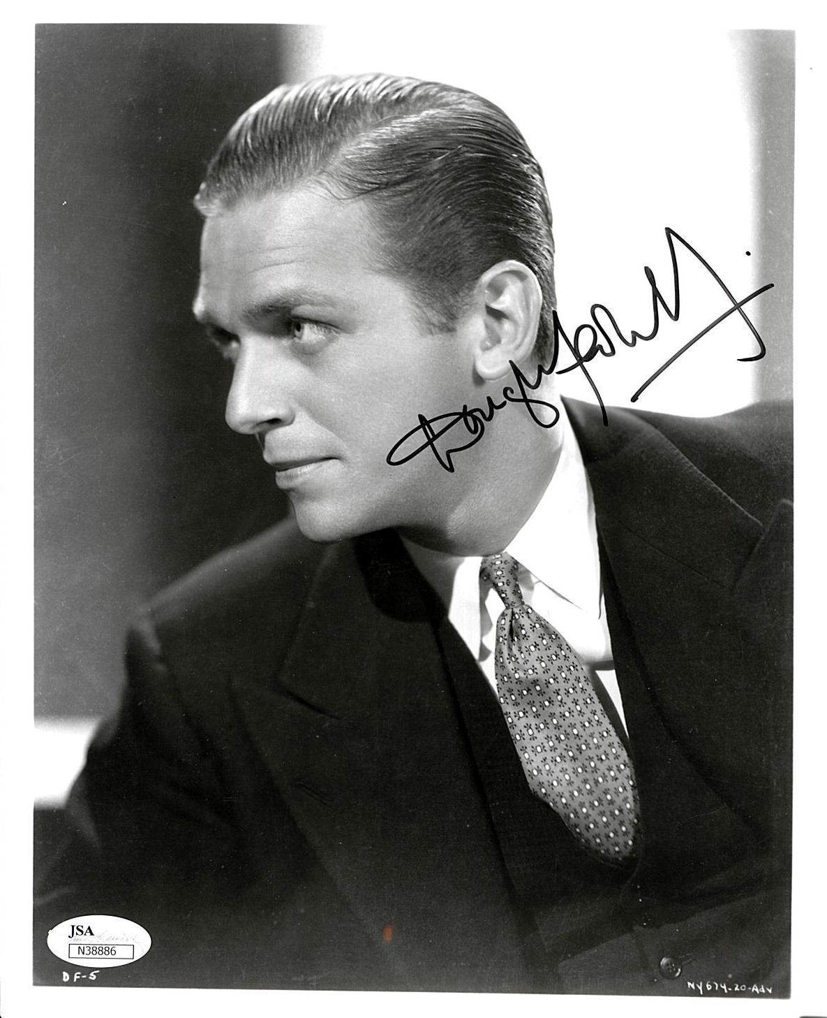 DOUGLAS FAIRBANKS JR (DECEASED) SIGNED 8X10 STUDIO Photo Poster painting JSA COA #38886