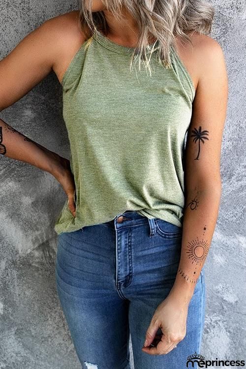 Solid Sleeveless T Shirt