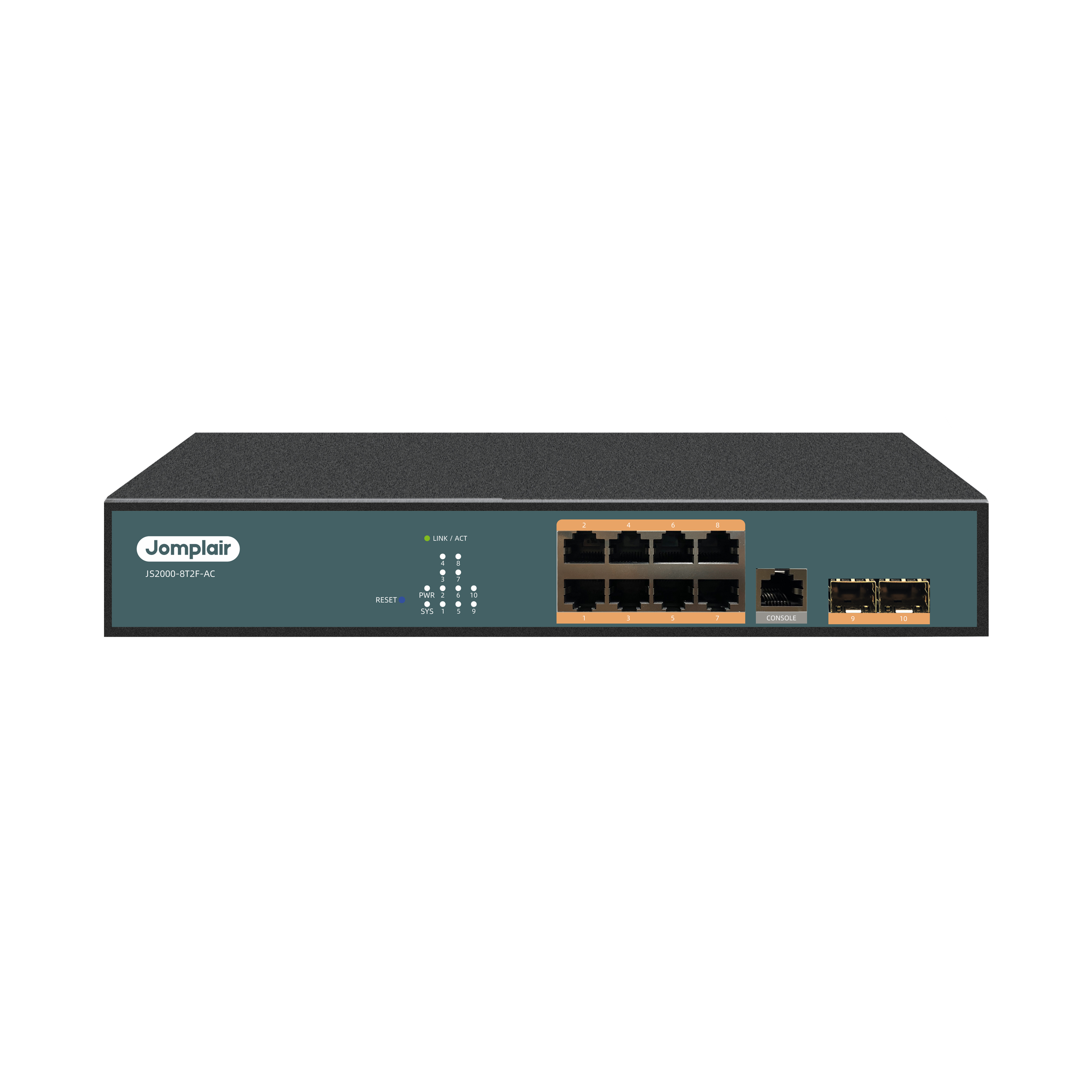 JS2000-8T2F-AC, 8 x 1Gb RJ45, 2 x 1Gb SFP, L2+ Managed Switch