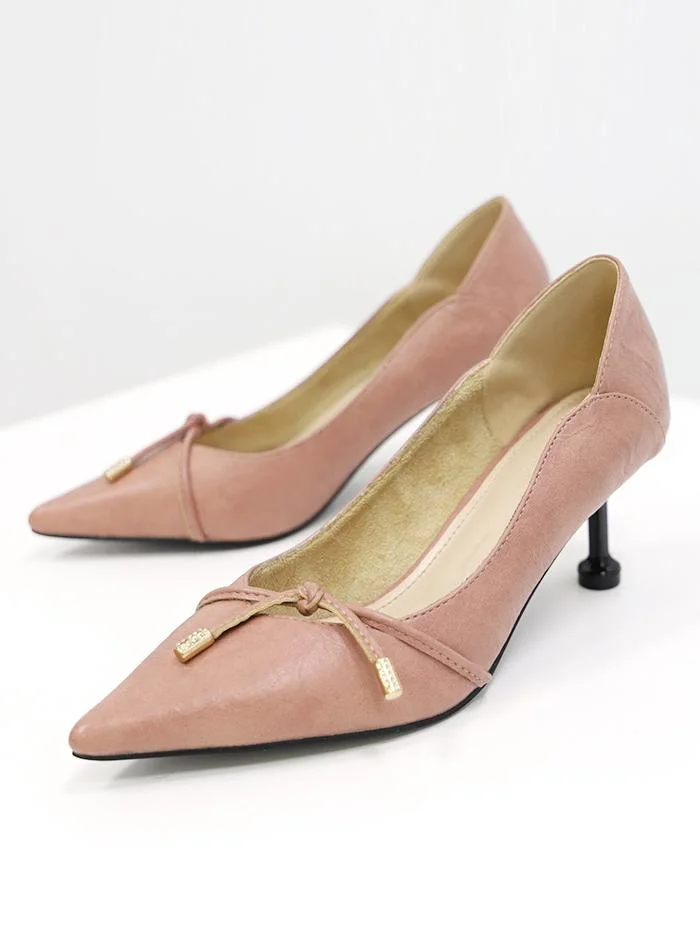 Bowknot pump pumps PU pointed toe stiletto shoes
