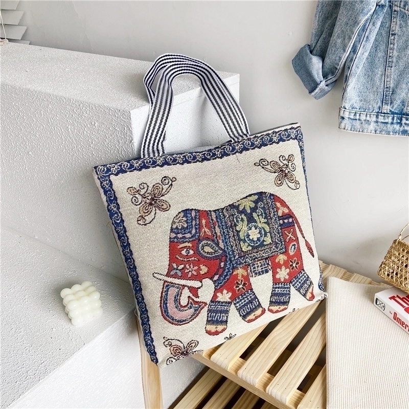 Unisex Vintage Style Portrait Animal Canvas Shopping Bags