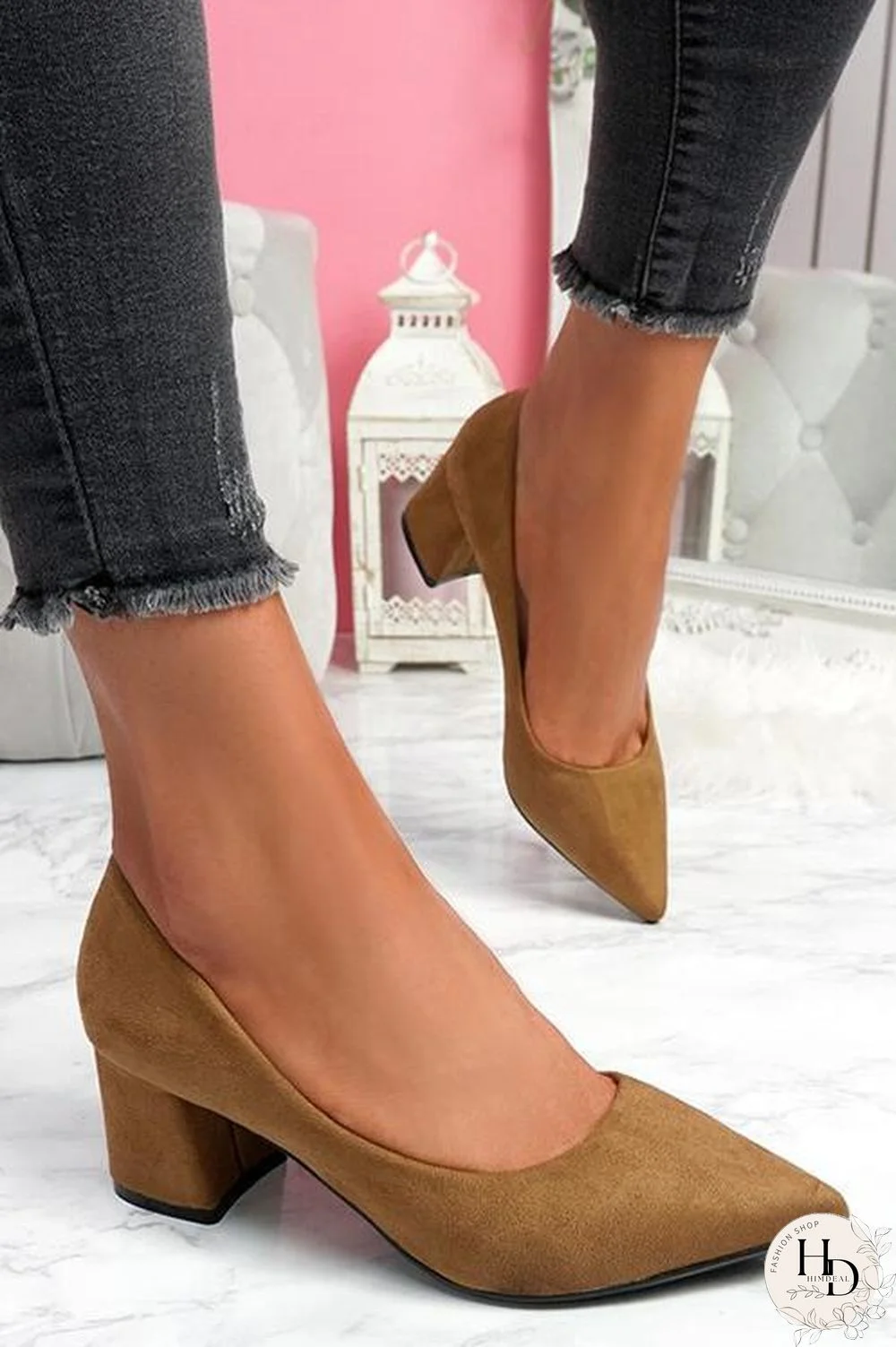 Chunky Heel Pointed Heels