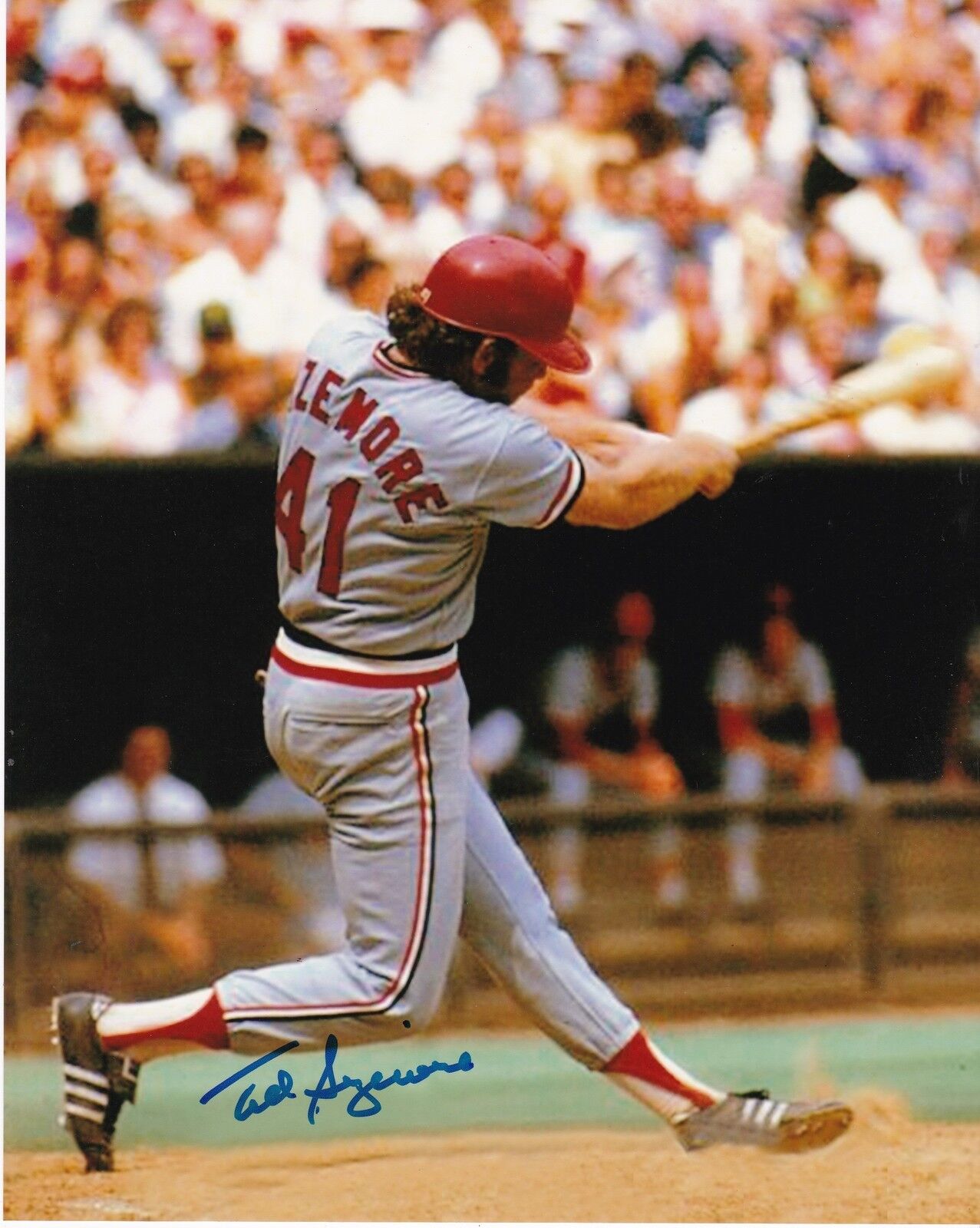 TED SIZEMORE ST. LOUIS CARDINALS ACTION SIGNED 8x10