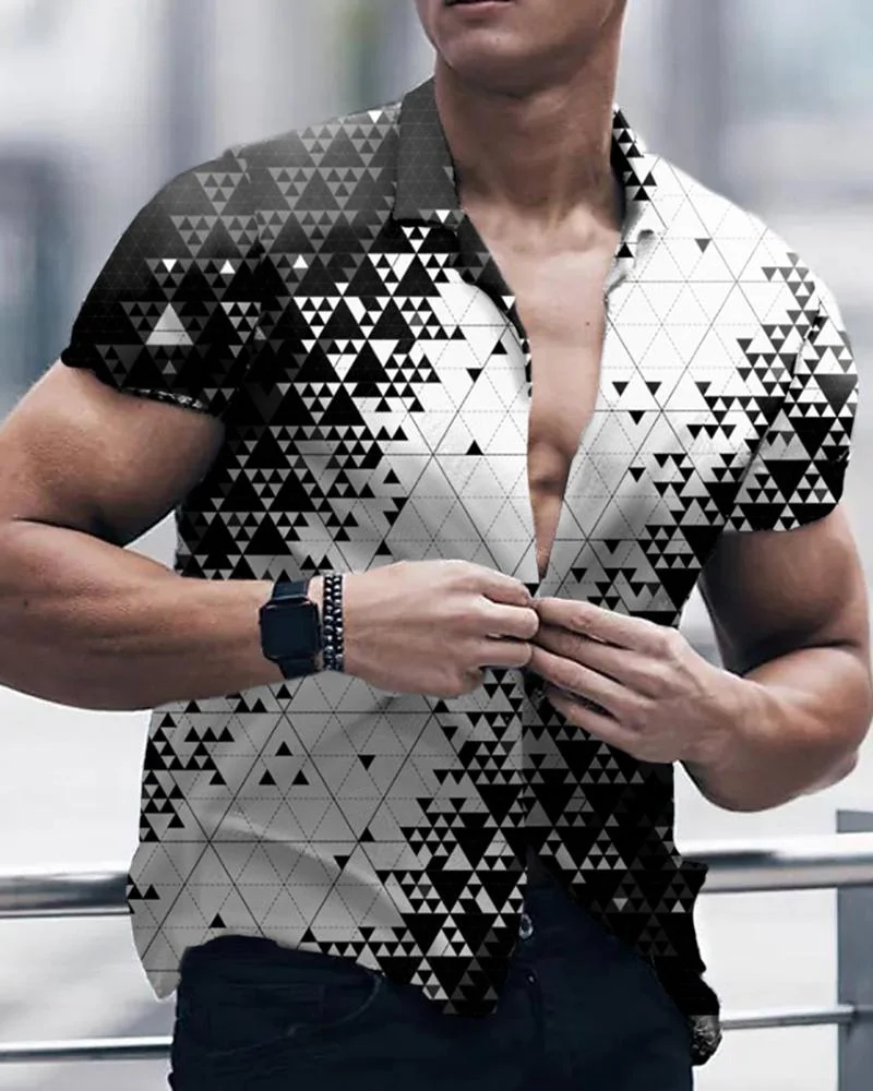Men's Casual Printed Short-Sleeved Shirt63