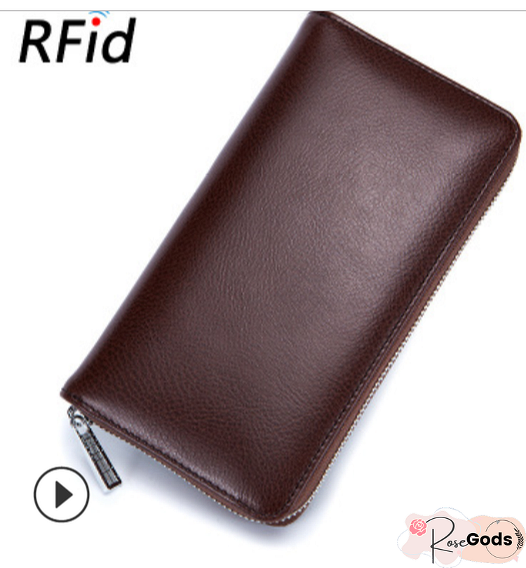 Antimagnetic Genuine Leather 36 Card Slots 6Inch Phone Bag Card Holder Long Wallet