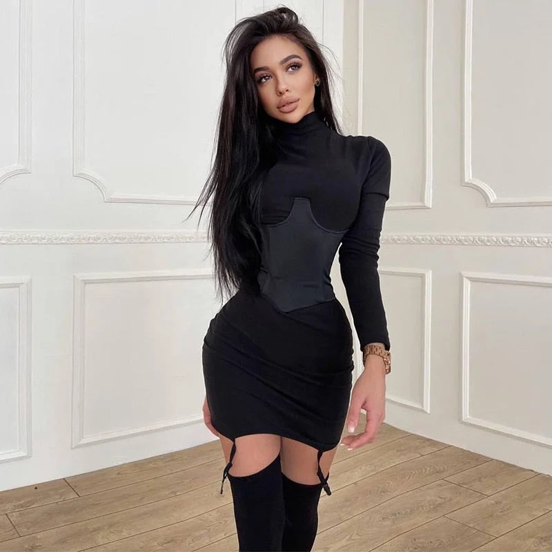 Irregular Dress Belts for Women's Corset Lace Up Wide Belt Solid Color Dress with Belt 2023 Autumn New Fashion Club Tight Dress