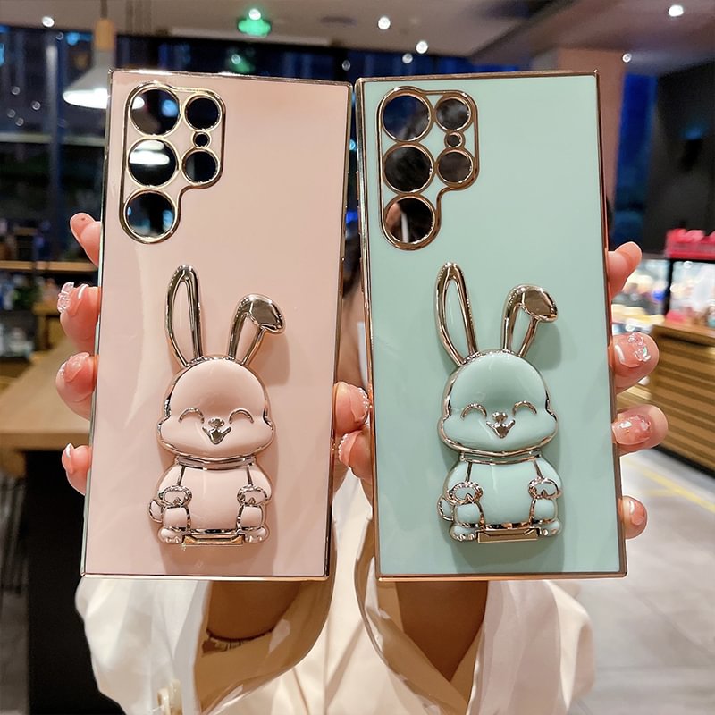 2023 New Cute 3D Rabbit Holder stand Soft Plating Case for Samsung