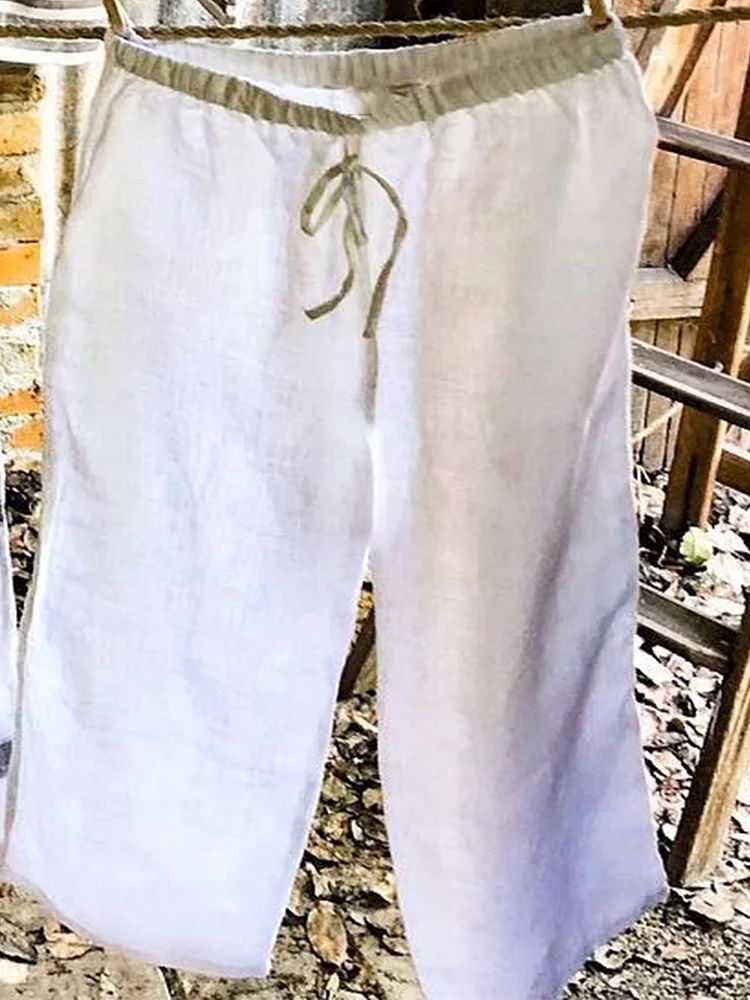 Vintage Plus Size Women Plain Casual Pants