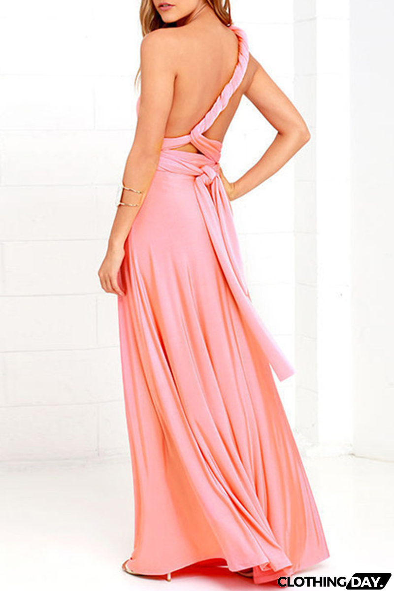 Fashion Elegant Solid Patchwork Backless Strap Design Evening Dress Dresses(20 Colors)