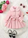 Kid Baby Girl Winter Fleece Coat Solid Bow Coats