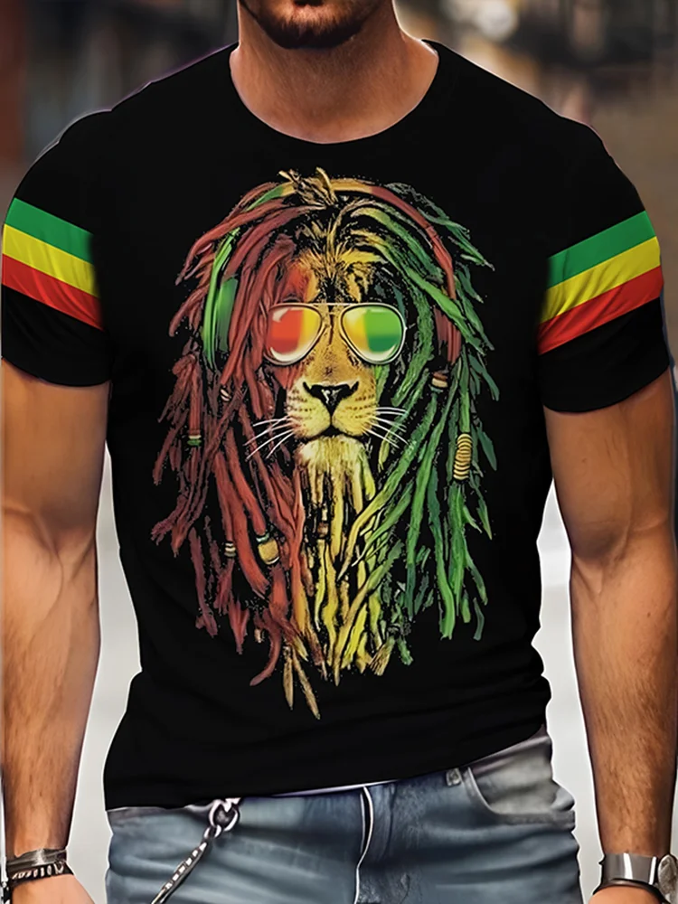 Men's Reggae Lion Print T-Shirt
