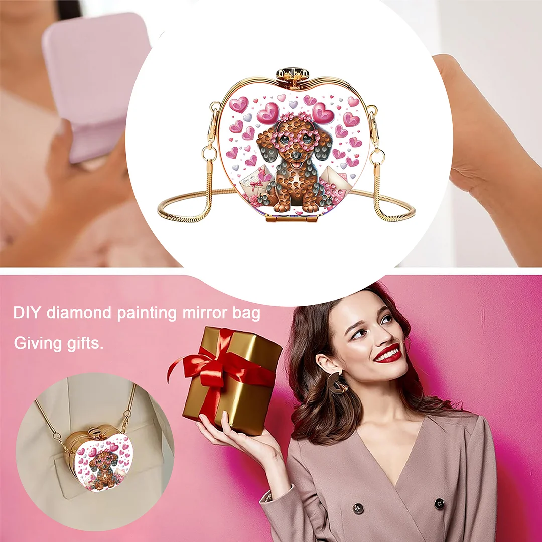 Dachshund DIY Acrylic Love Art Diamond Painting Coin Purse with Chain for Women