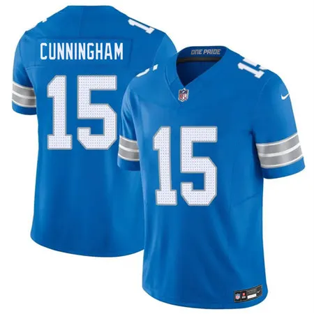 Youth Detroit Lions #15 Malik Cunningham Blue 2026 Vapor F.U.S.E. Limited Stitched Jersey