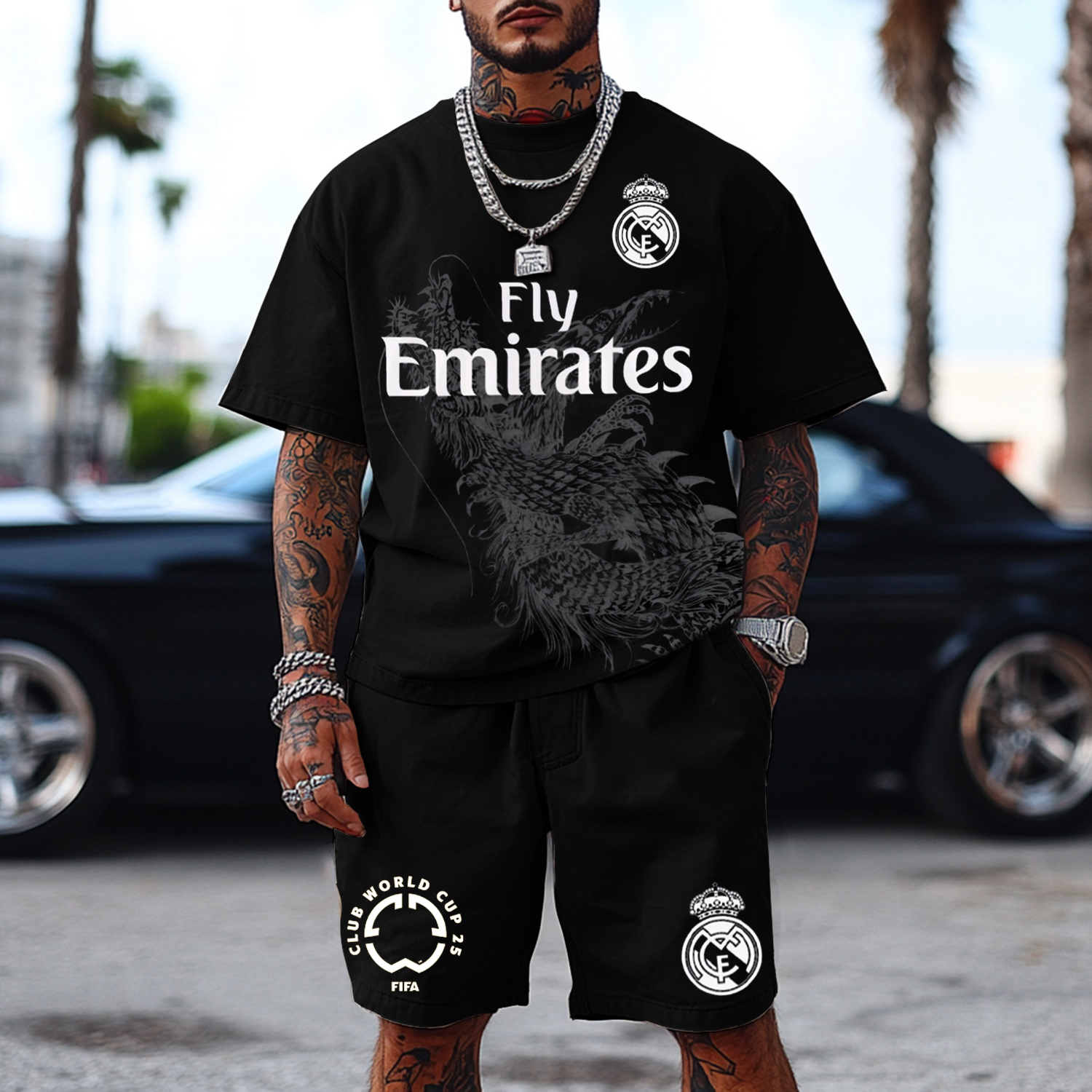 Fashionable Football Print Oversized Suit / TECHWEAR CLUB / Techwear