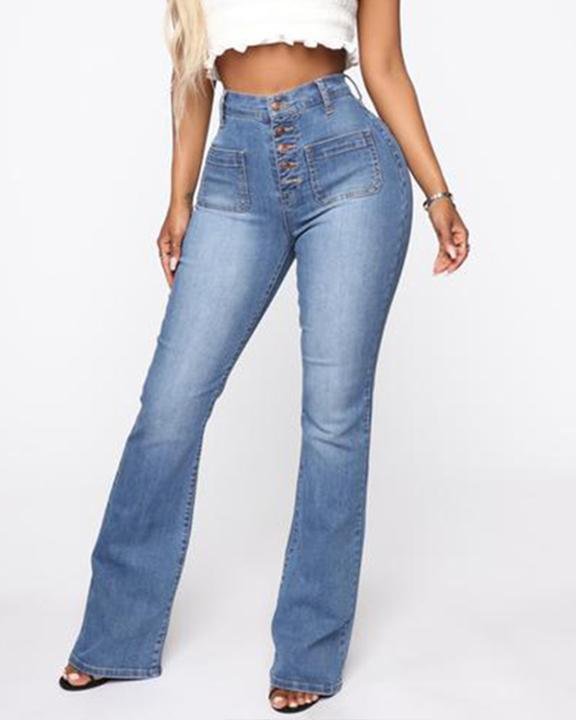 🔥Buy 2 Free Shipping🔥Button Fly Booty Shaping High Waist Flare Jeans