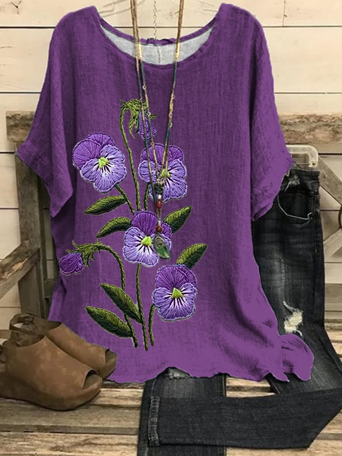 Women's Purple Flower Alzheimer's Awareness Support Shirt