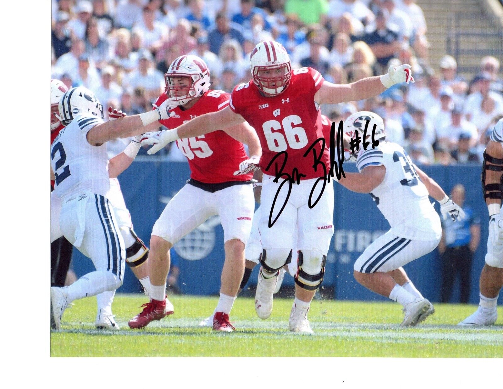 Beau Benzschawel Wisconsin Badgers signed autographed 8x10 football Photo Poster painting b