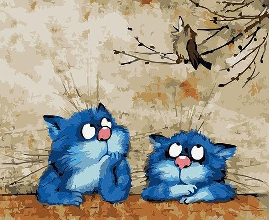 

Two Funny Blue Cats – Paint By Numbers - 40*50CM, 501 Original