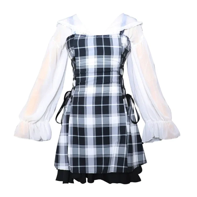 Y2K Kawaii Plaid Pleated Lolita Punk Harajuku Dress Sets SP16544