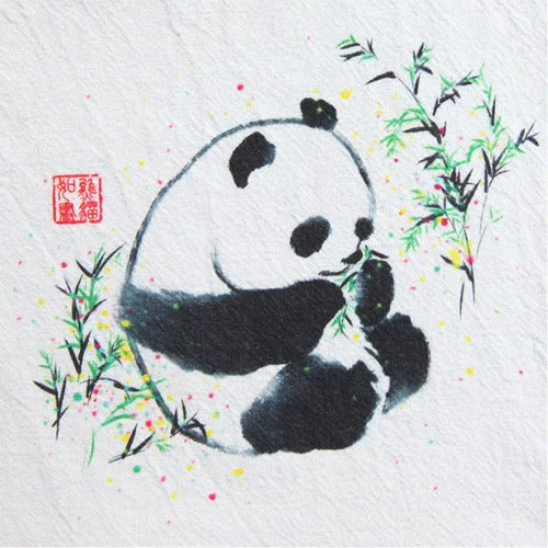 Panda Hand Painted Handkerchief Chinese Style Gifts