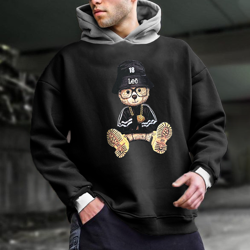 Men's Fashion Bear Print Hoodie