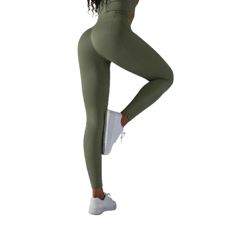 Fashion Seamless Knitted Hip High Waist Belly Contracting Yoga Pants