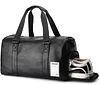 Leder Sporttasche Reisetasche mit Schuhfach, Echtleder Fitnesstasche Umhängetasche Gym Bag, Wasserdicht Handgepäck Weekender Rucksack für Männer und Frauen
