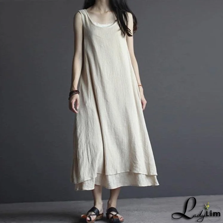 Black Linen Maxi Dress Sleeveless Summer Dresses