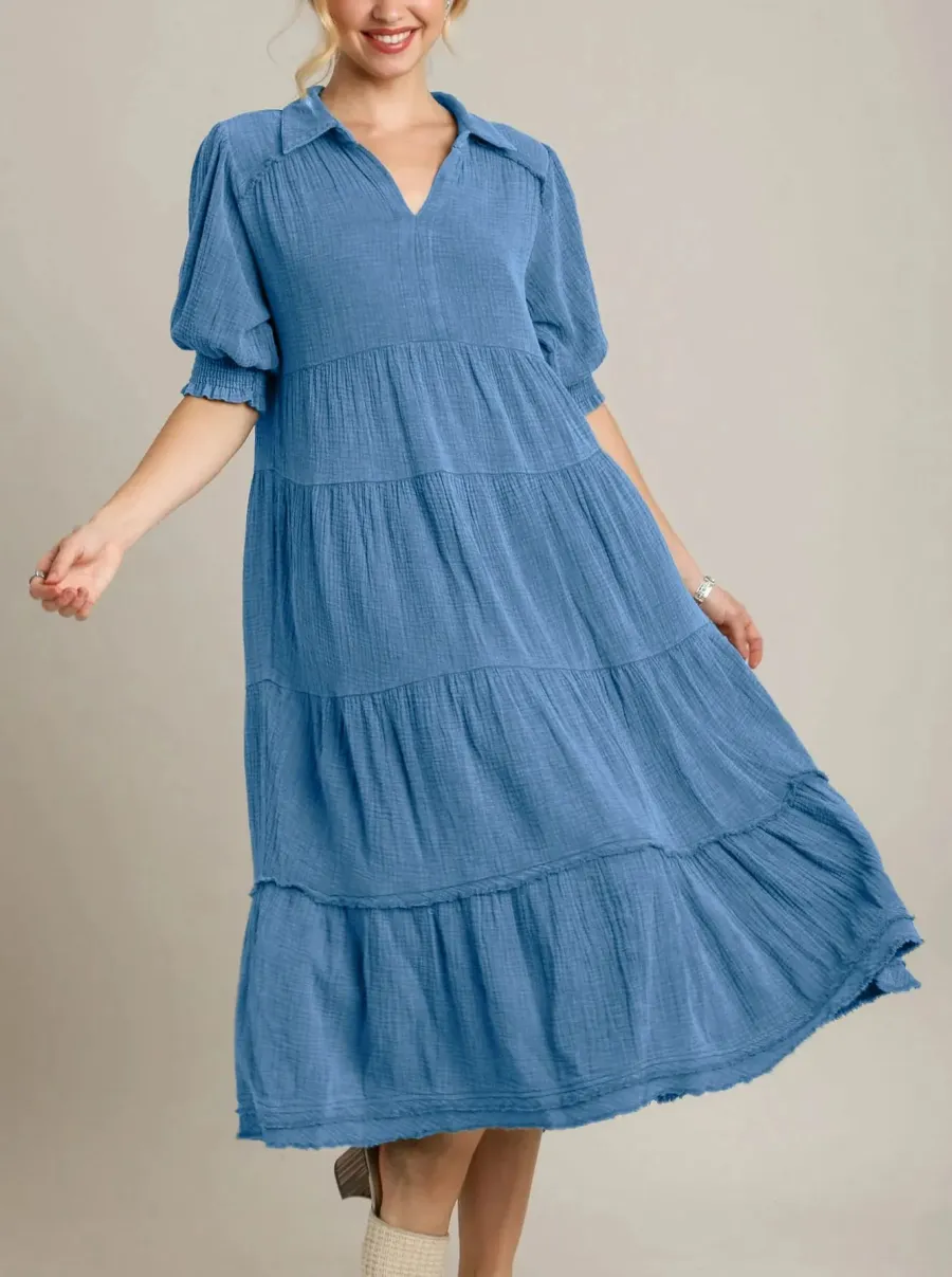 Women's V-Neck Tiered Max Dress - tree - Codlins