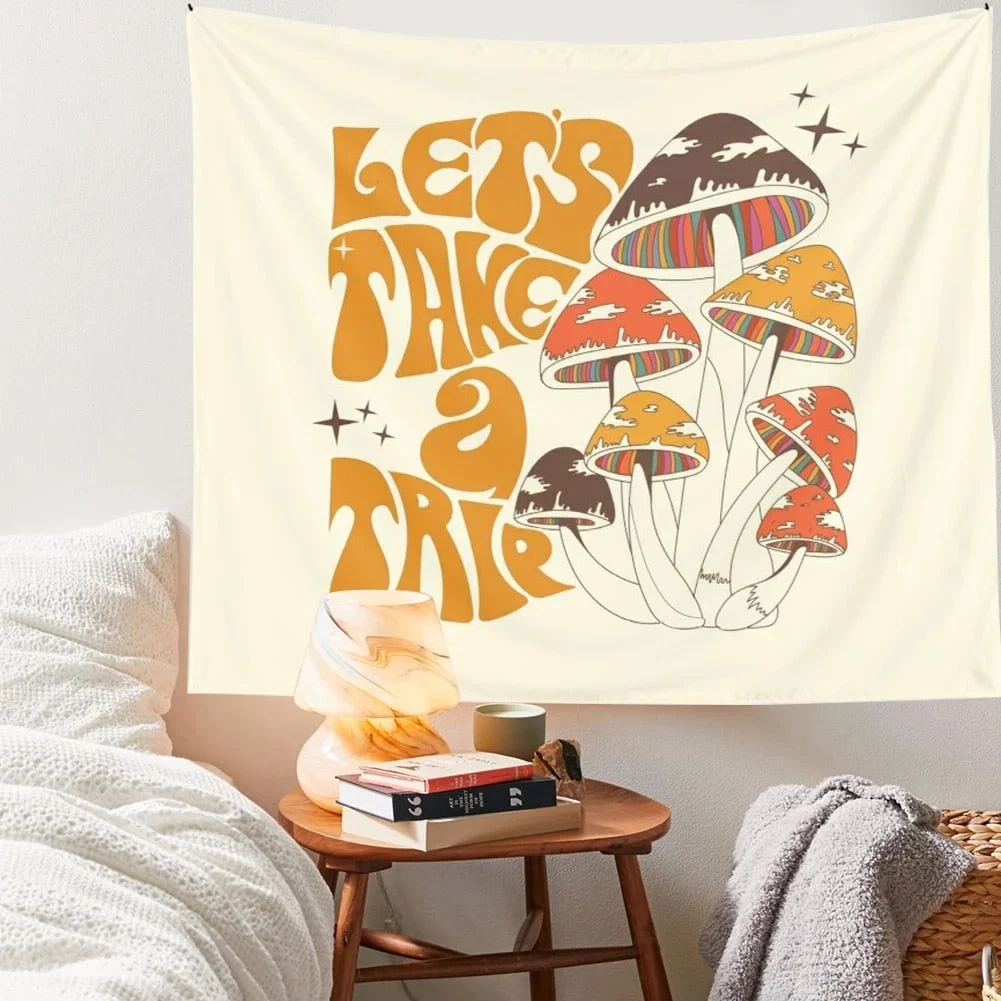 Mushroom Tapestry Wall Decor Girls Room Wall Hanging Aesthetic Room Abstract Trippy Tapestry Wall Hanging Home Dorm FantasyDecor
