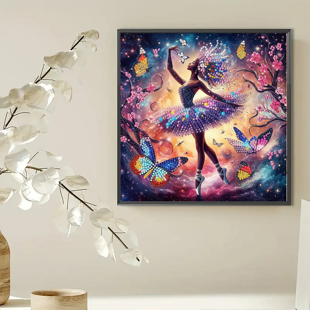Diamond Painting - Partial Special Shaped Drill - Butterfly Dance Girl(Canvas|30x30cm)