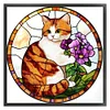 Orange Cat Glass Painting-11CT Stamped Cross Stitch 40*40cm/15.75*15.75in