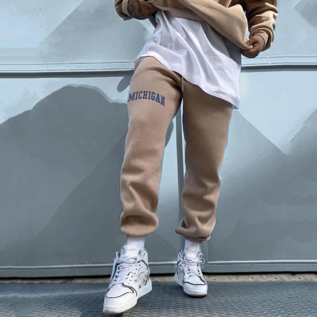 Fashion Casual Letter Print Belted Pants