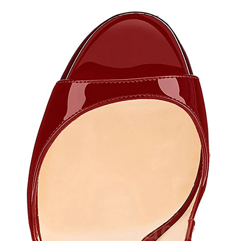 4.72 women's open toe leaky heel  Burgundy high heels-vocosishoes
