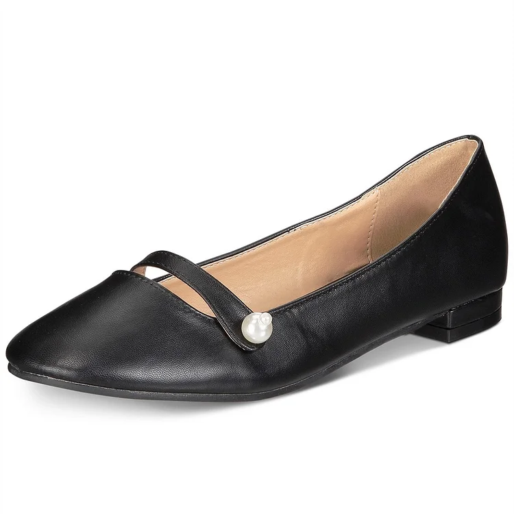 Black Pearl Mary Jane Shoes Round Toe Flats School Shoes |FSJ Shoes